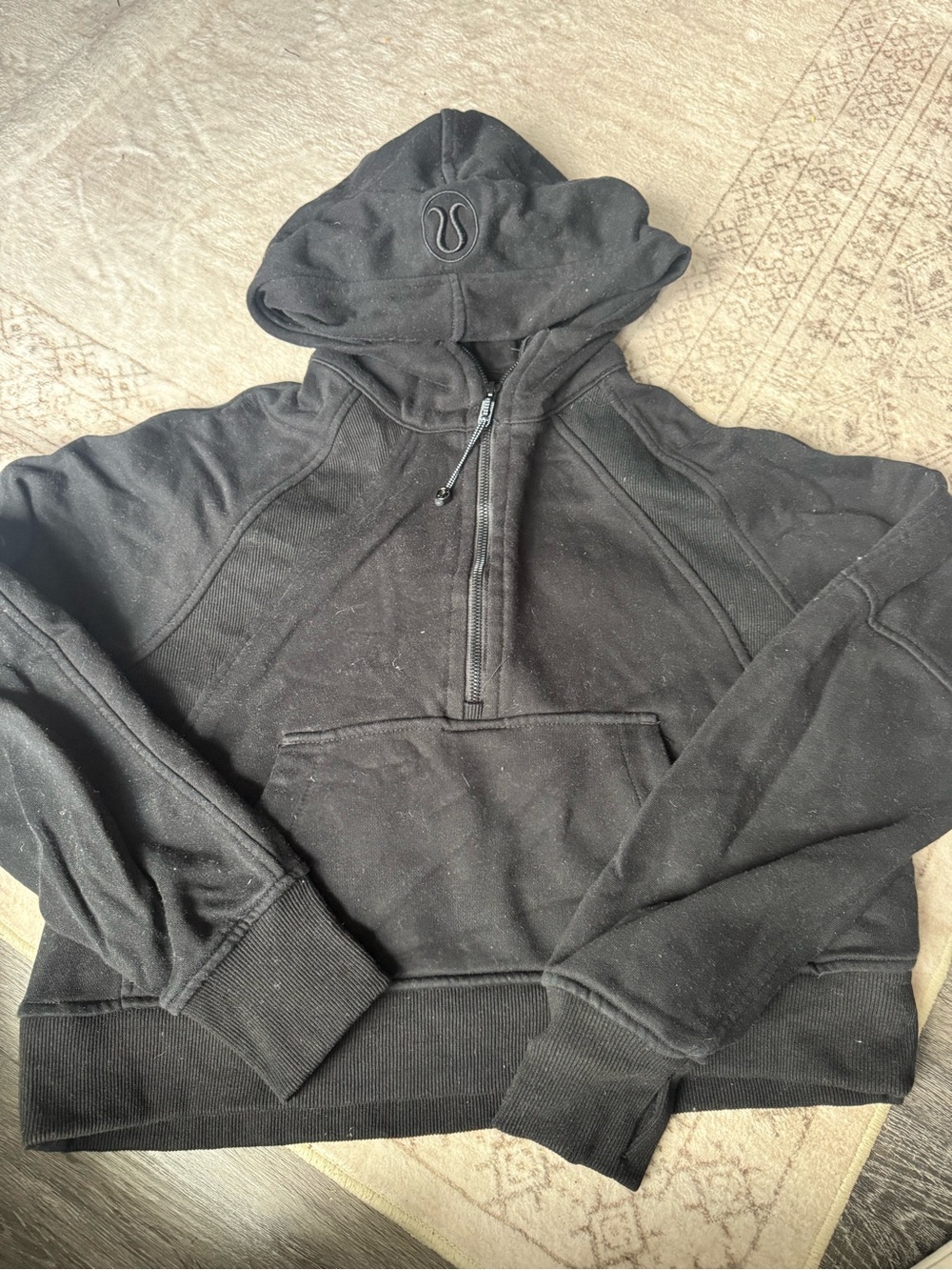 lululemon athletica Black Half-Zip Hoodie Sweater